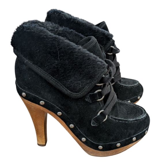 Guess Vintage Suede and Faux Fur Heeled Bootie Size 7 - Picture 11 of 11